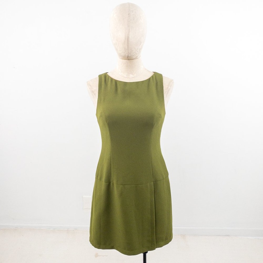 Nicole Miller M Vintage 90s Crepe Mini Dress Green - Picture 9 of 9